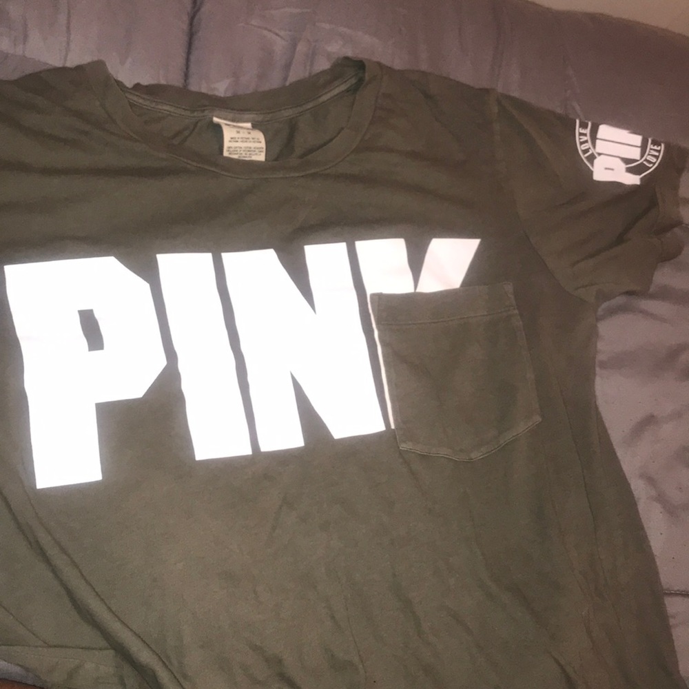 Olive Green Pink Tee